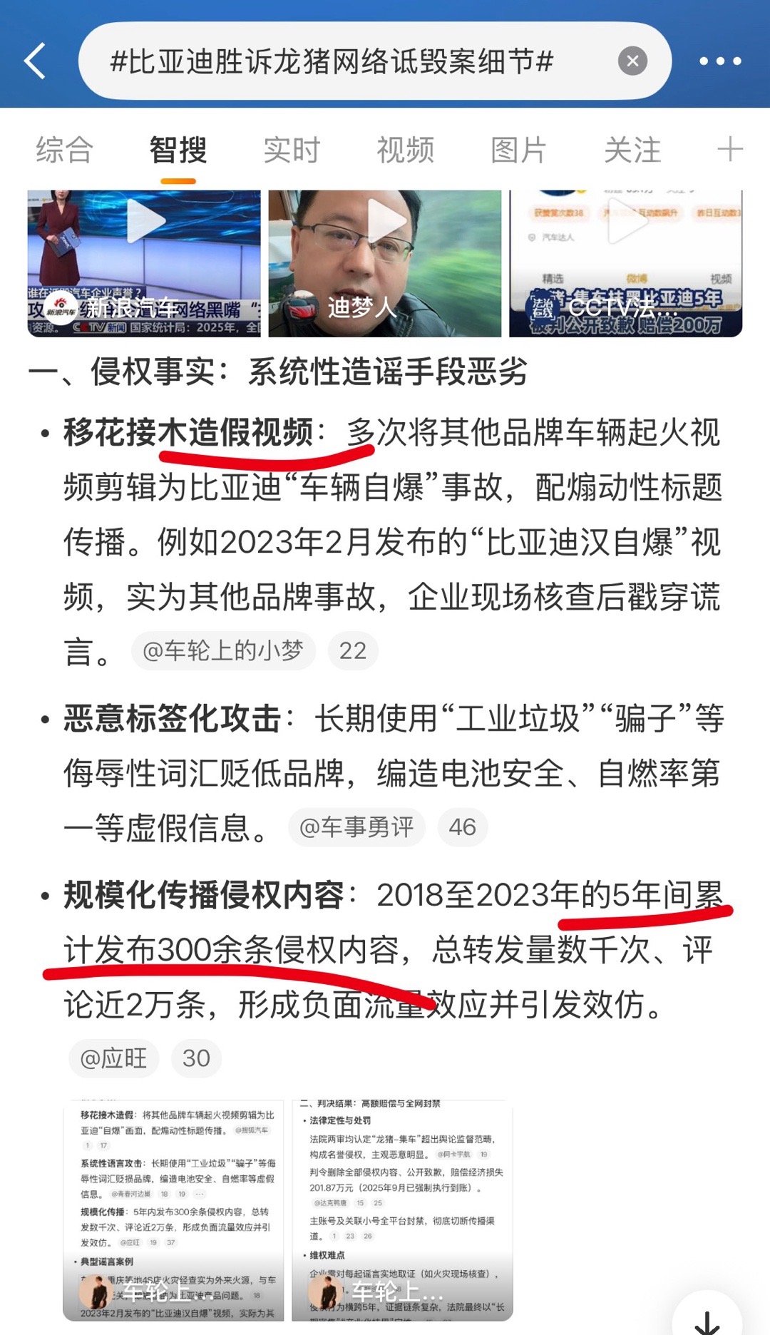 比亚迪胜诉龙猪网络诋毁案细节什么人啊！造假，还侵权持续五年，发布了三百多条侵权内
