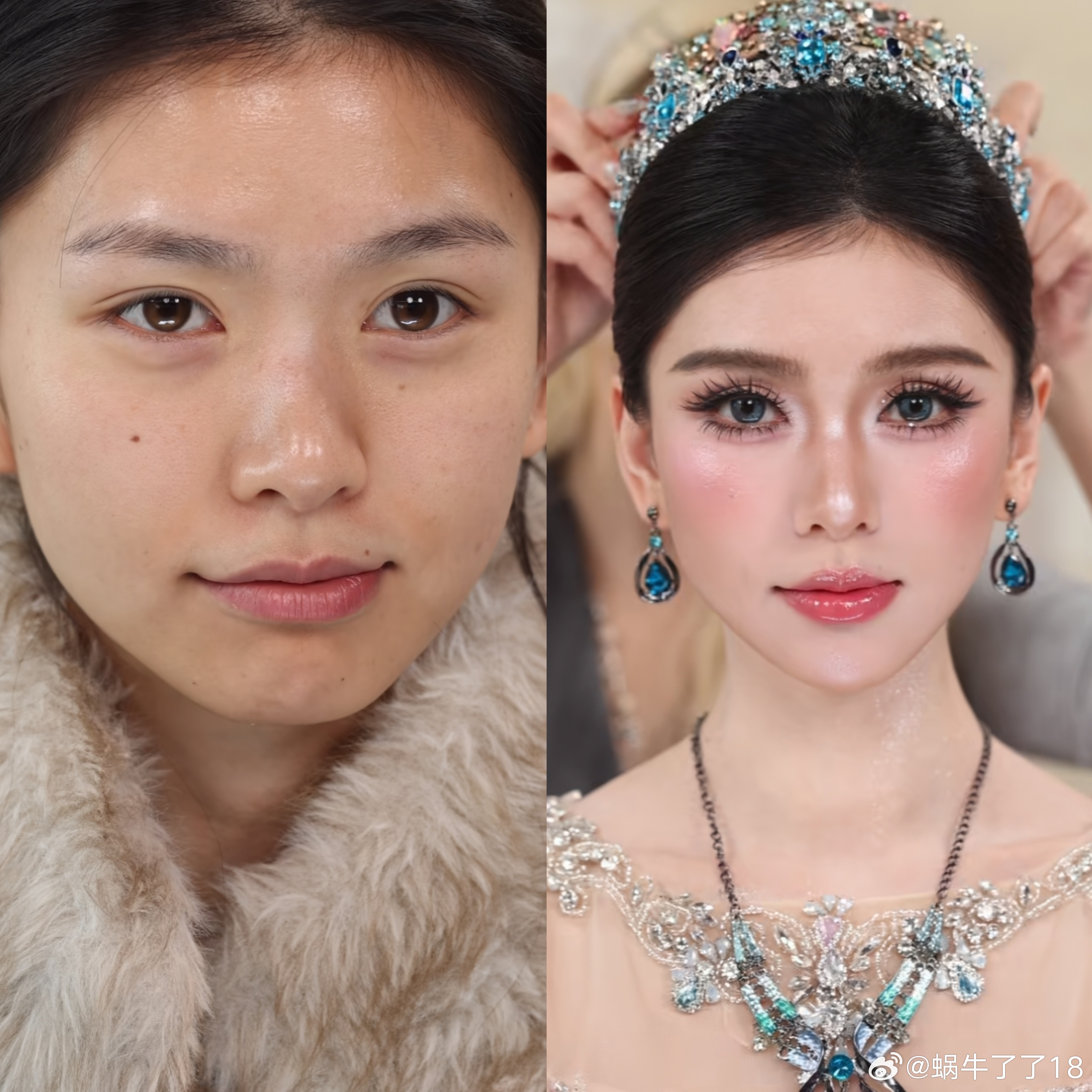 我做了一组对比，看看流水线的网红妆是怎么让本来辨识度很高的美人胚子们，变成千篇一