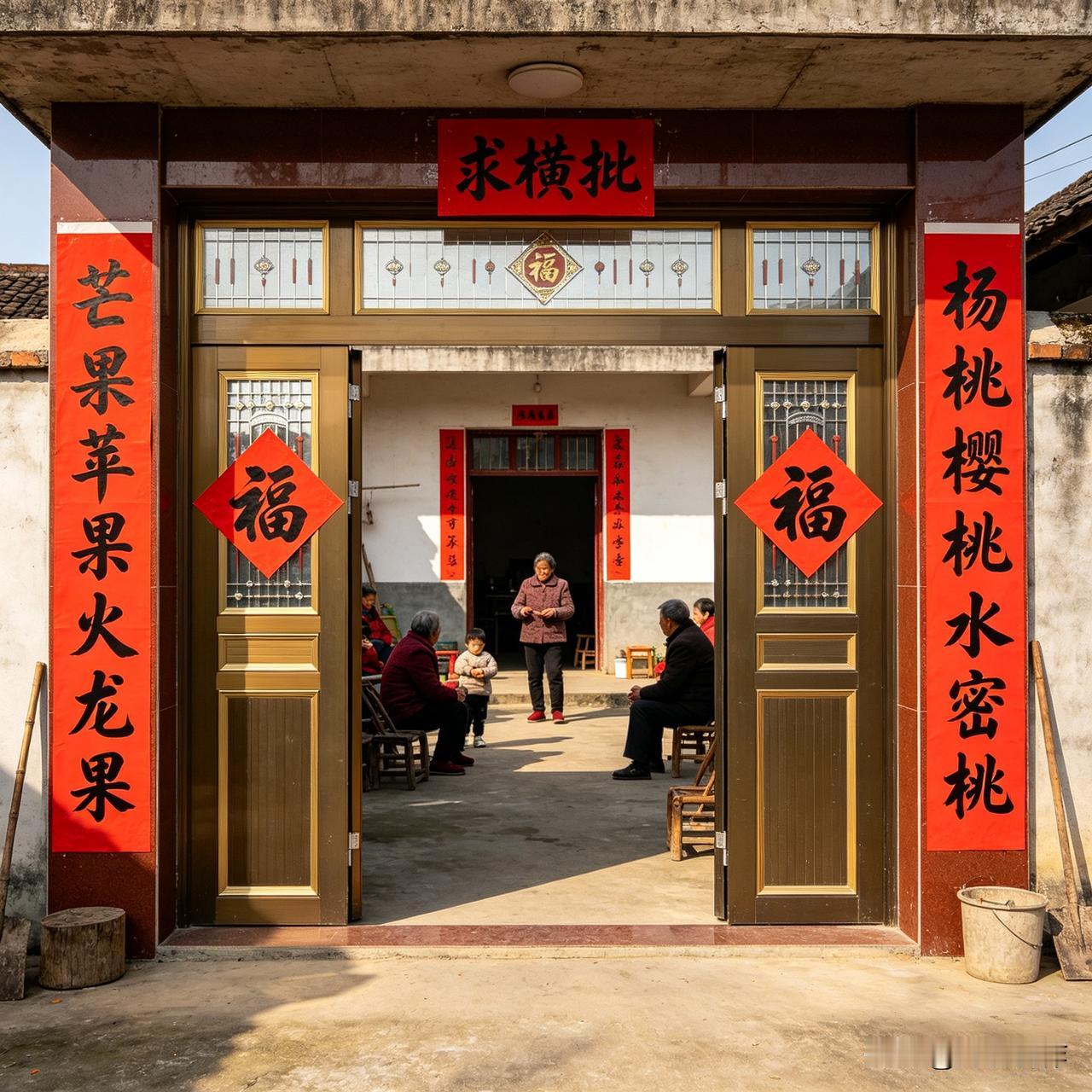 上联“芒果苹果火龙果”、下联“杨桃樱桃水蜜桃”，满是果香四溢的鲜活感，把各色水果