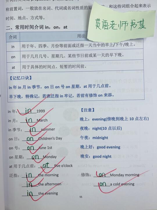 英语三个常见时间介词in on at用法