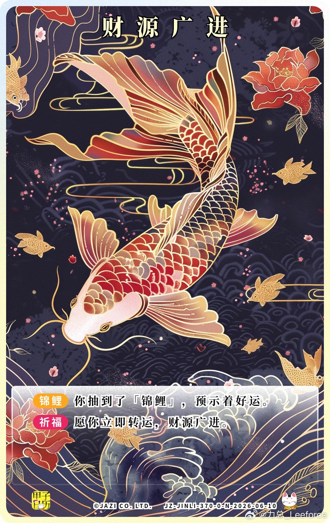 锦鲤 愿你立即转运，财源广进。 