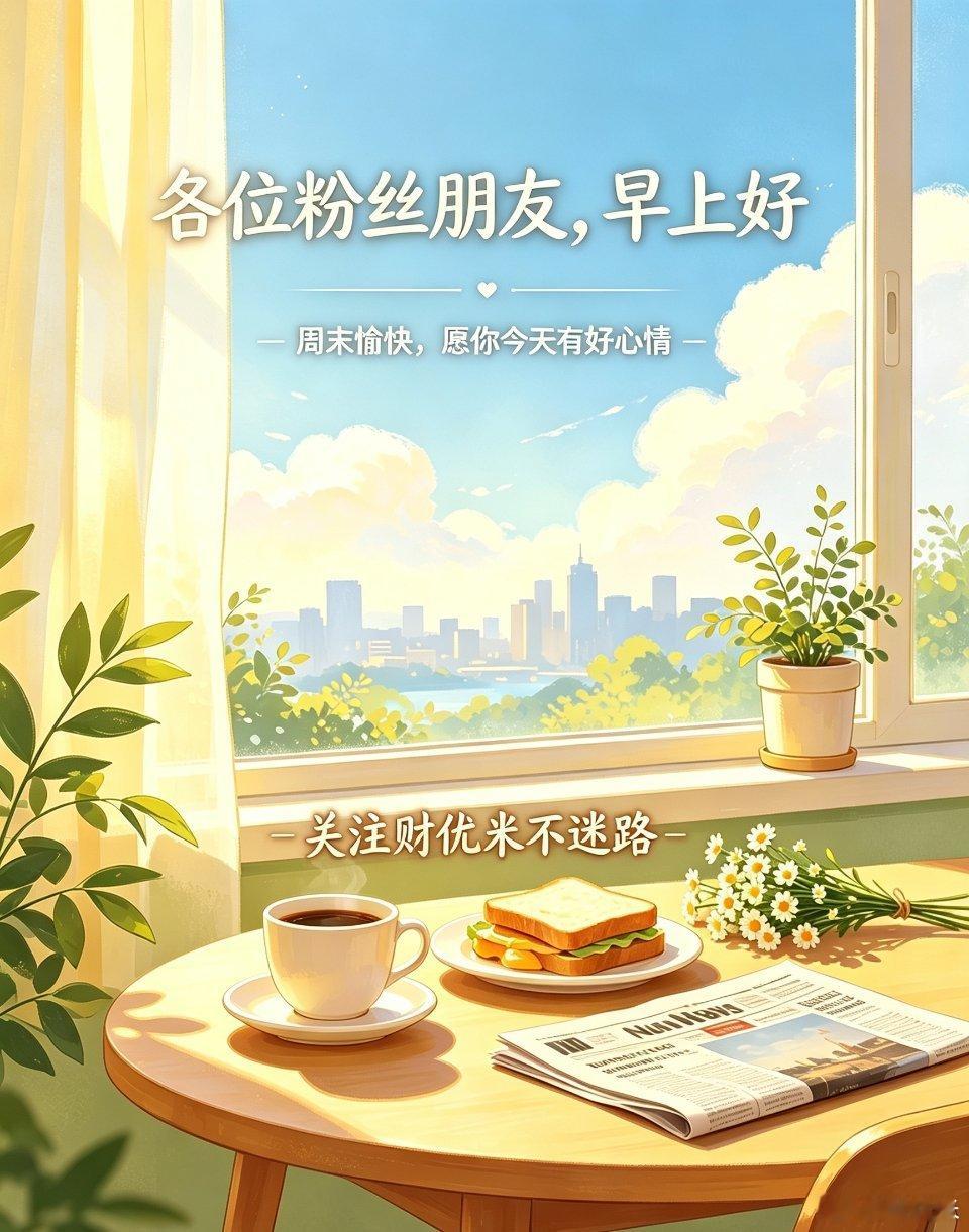 各位粉丝朋友，早上好。周末愉快，愿你今天有好心情。慢一点也没关系，把日子过舒服，