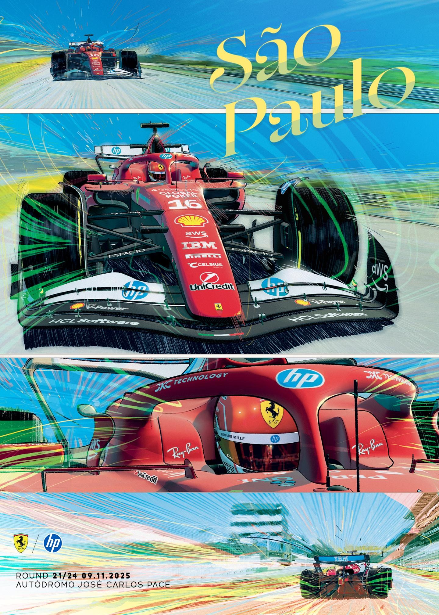圣保罗大奖赛法拉利车队海报🇧🇷F12025F1圣保罗大奖赛 ​​​