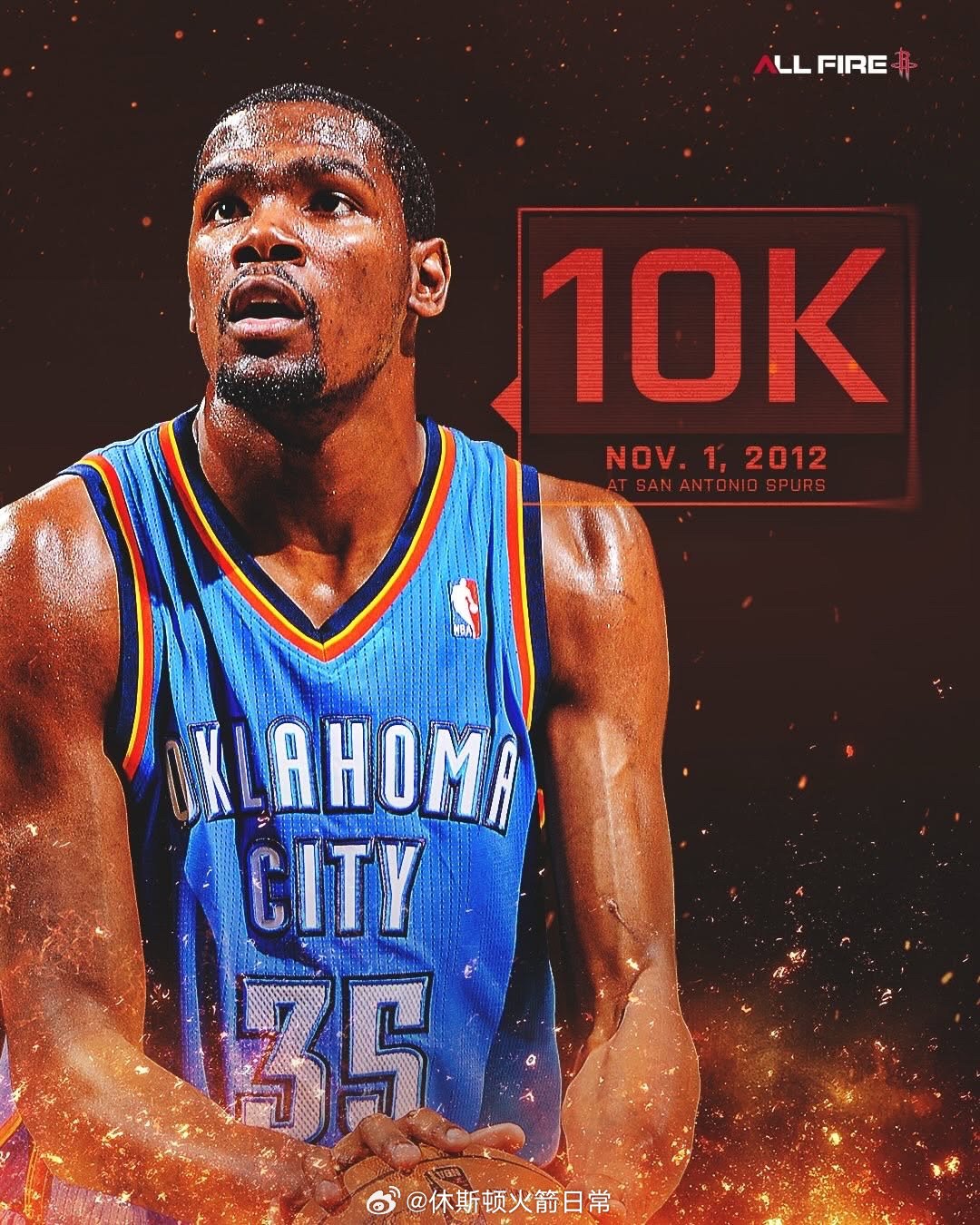 每一分所得，每一刻成就，每一步都堪称传奇。杜兰特超越乔丹位列历史得分榜第五休斯顿