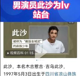 万万没想到，果然有奸佞演员为LV站台——此沙，四川凉山彝族人！ 

25日，LV