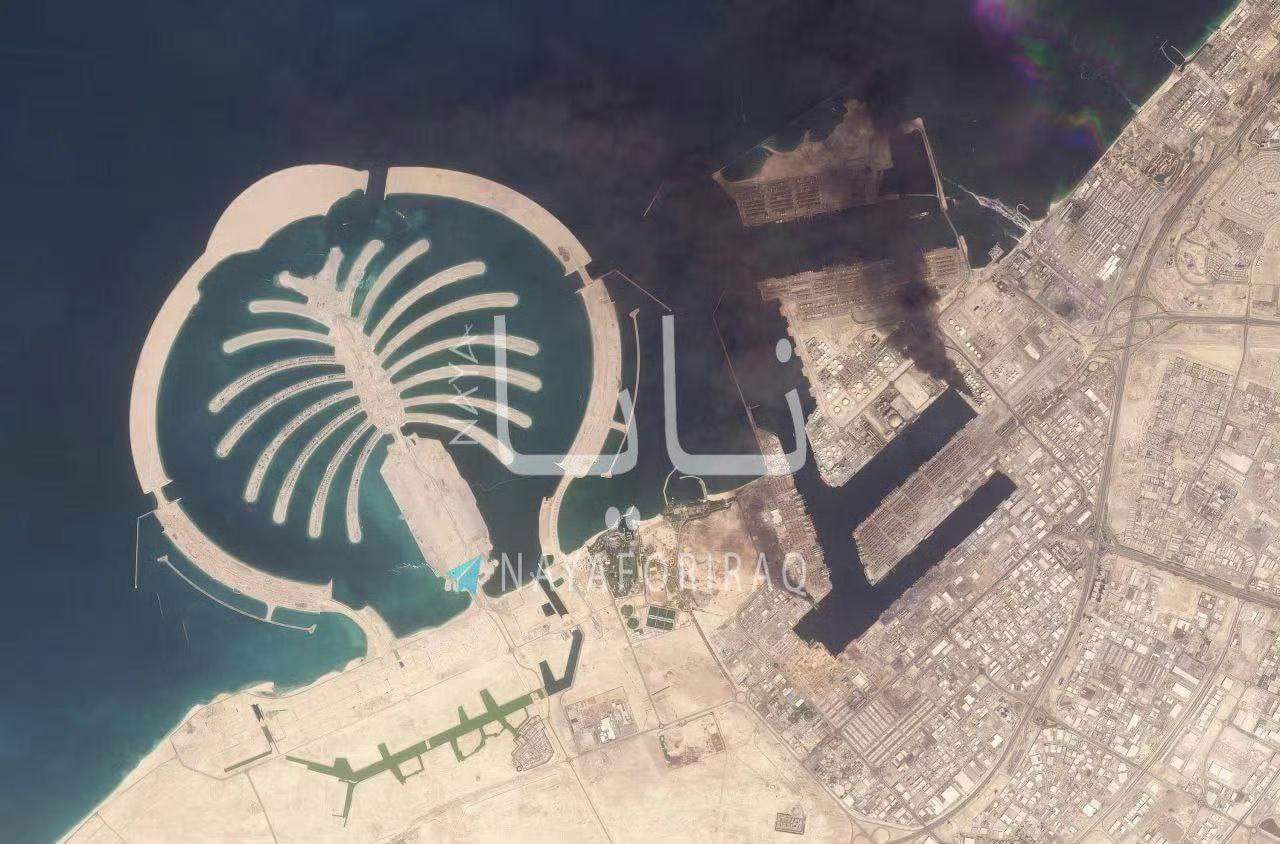 NAYA 通讯社发布的一张迪拜的卫星图！迪拜有明显的受损！

从这张图上可以看到