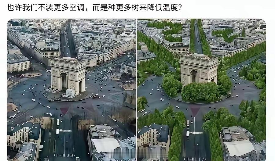 法国网友想出两全其美的办法，既可以降温，又可以不用装空调，那就是种树警告：在巴黎