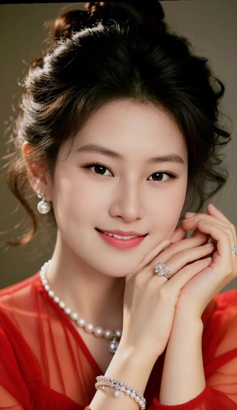 优雅红衣美人，闪耀珠宝配饰，尽显高贵气质！💎🌹