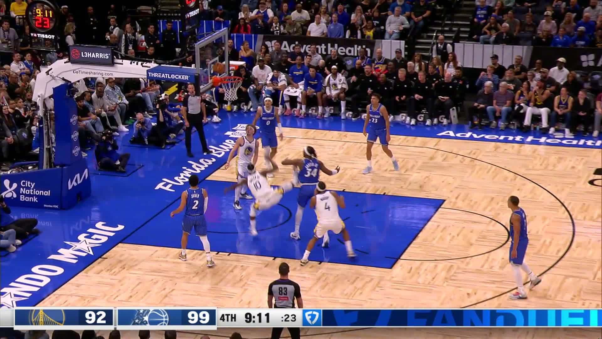 巴特勒自投自抢，2分打进！！勇士94:101魔术。