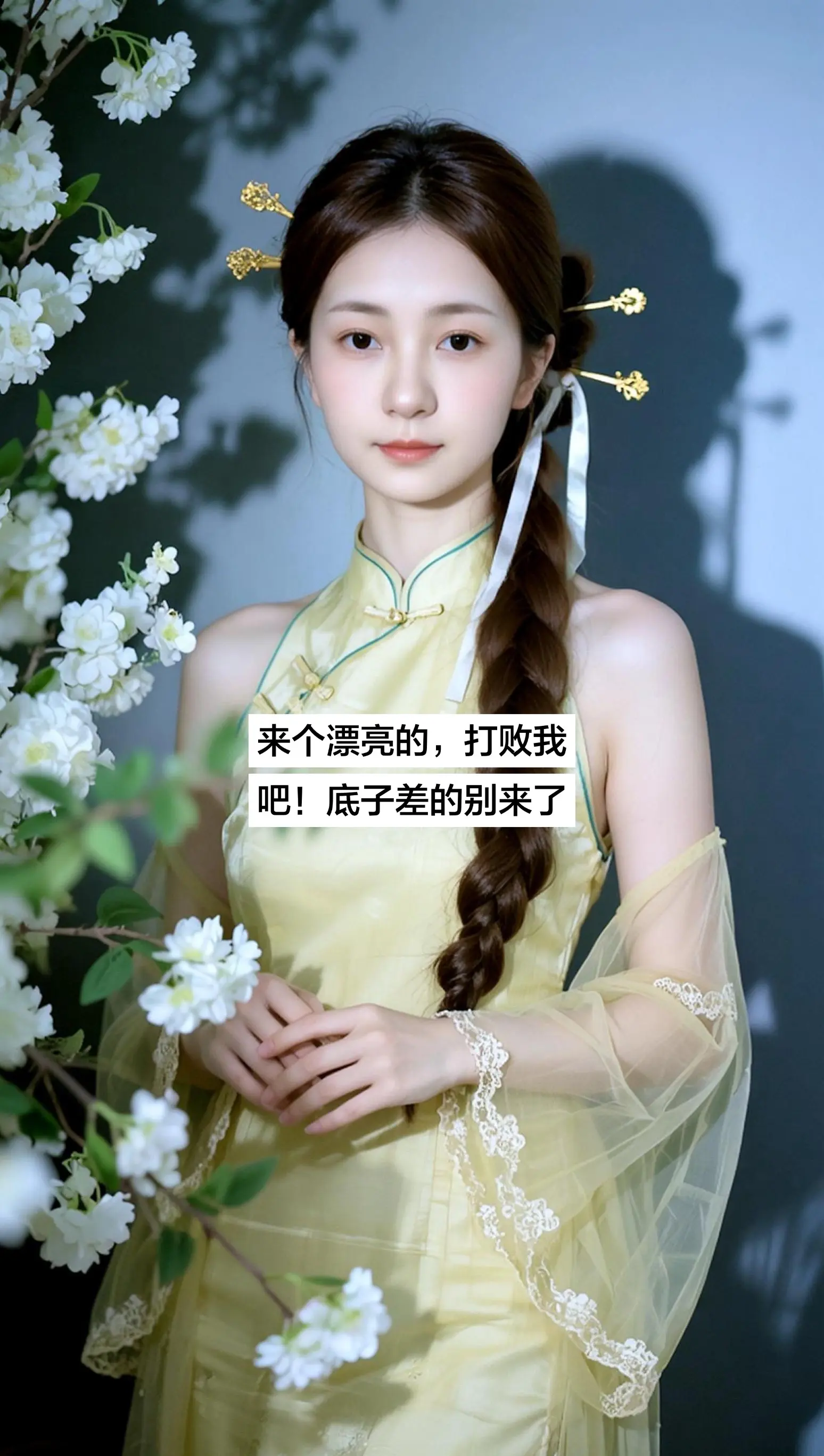 AI黄裙花影照 ai创作