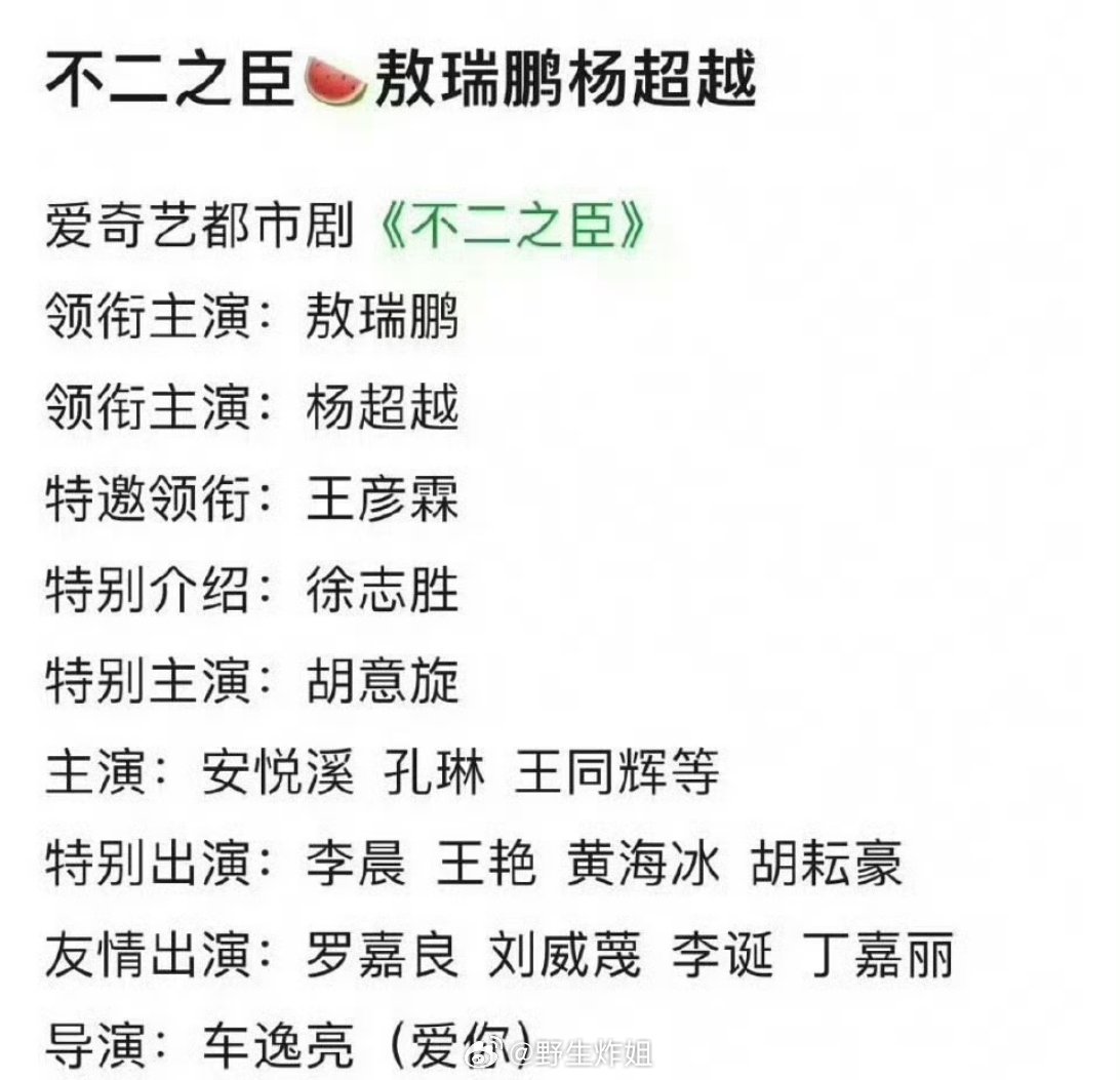 网传敖瑞鹏将要和鞠婧祎合作《不二之臣》，还是一部都市剧，两个人都是偶像派长相，你