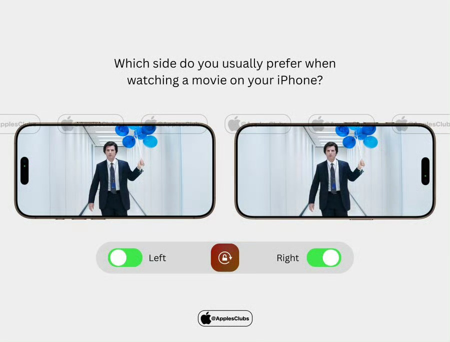 看电影时将 iPhone 旋转哪一侧？1）. 左2）. 右 ​高退款人群屏蔽 ​