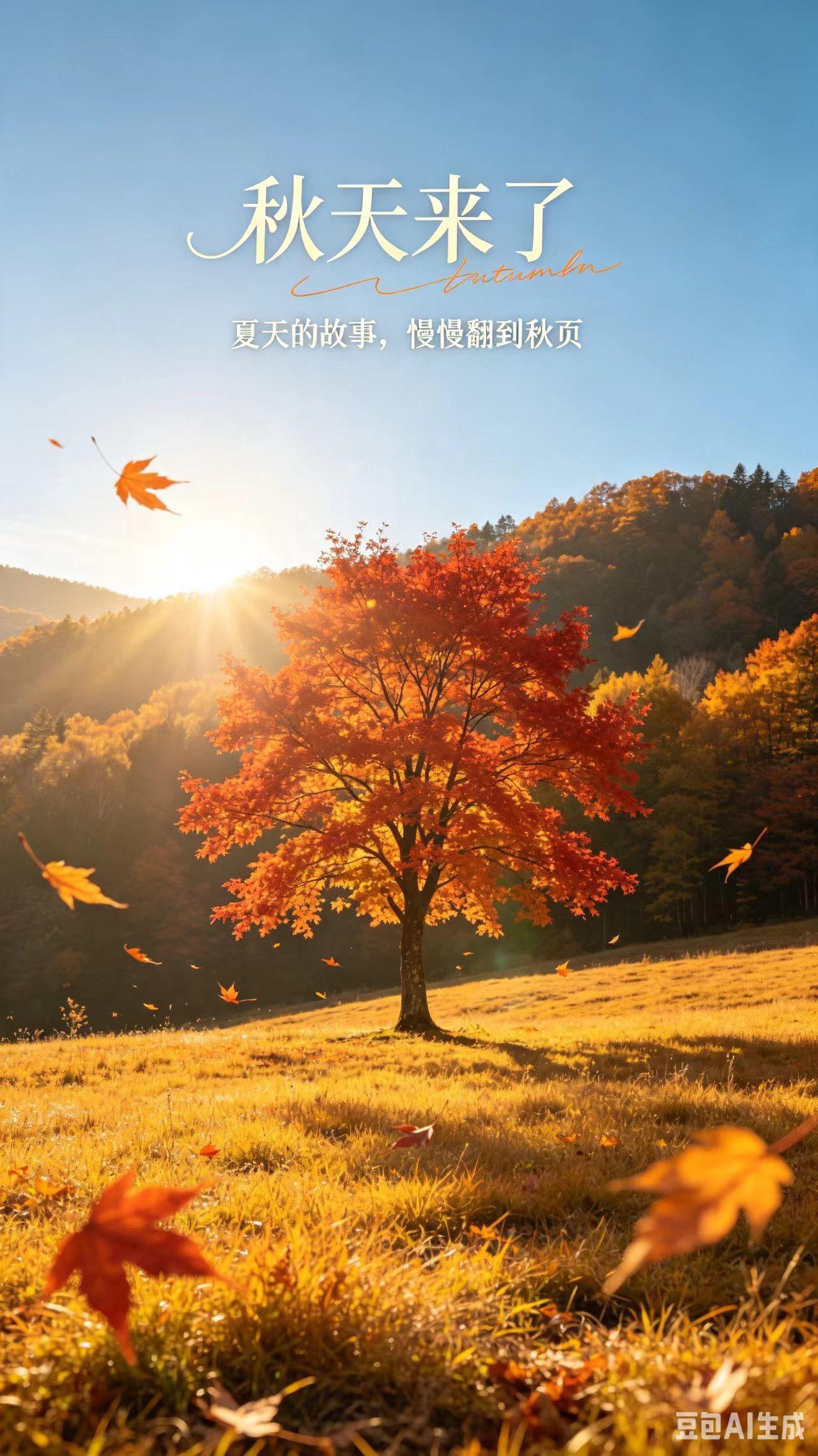 一张图证明秋天来了不用繁杂景致，单单一片泛黄飘落的树叶，微凉晚风，就足以宣告秋天