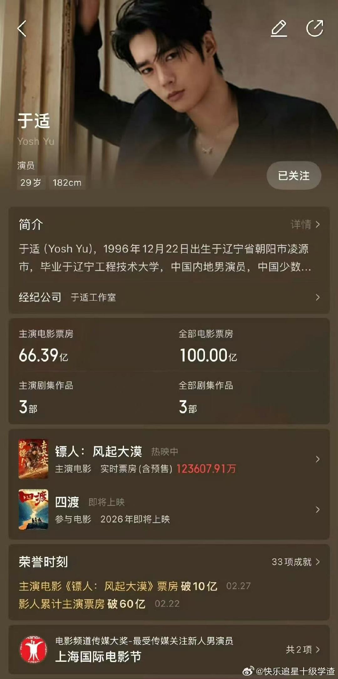 于适全部电影票房破百亿于适全部电影票房百亿达成 于适全部电影票房破百亿 