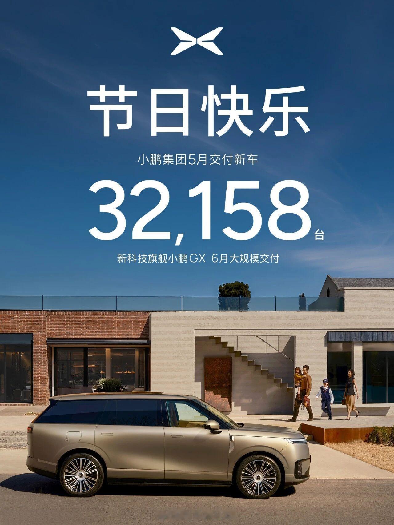 稳步提升，鹏厂5月交付新车32158台GX在520上市并交付，有个非常经典的现象