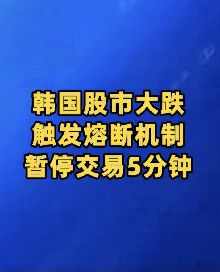 韩国股市大跌触发熔断 全球市场的情况都差不多，信息差越来越小，很容易大涨大跌