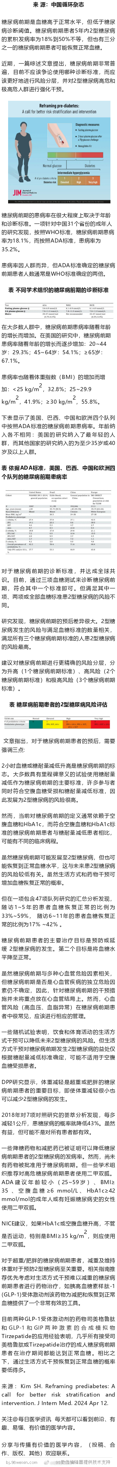 防糖尿病，干预糖尿病前期是重点！JIM综述糖尿病前期是血糖高于正常水平，但低于糖