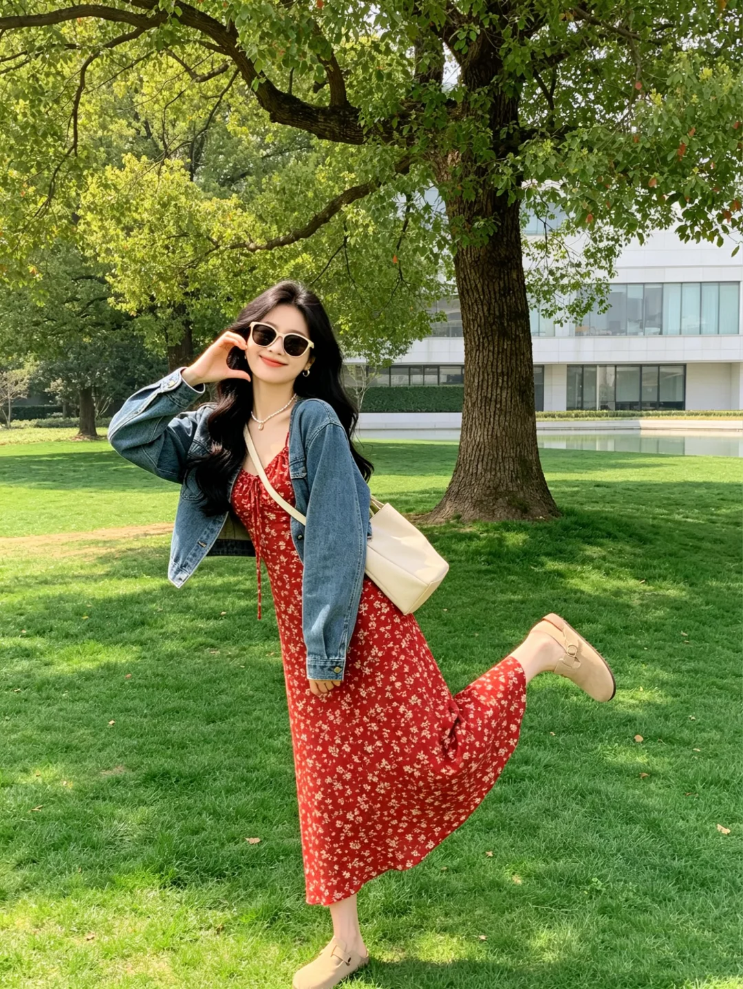 今天是明媚的红裙子穿搭