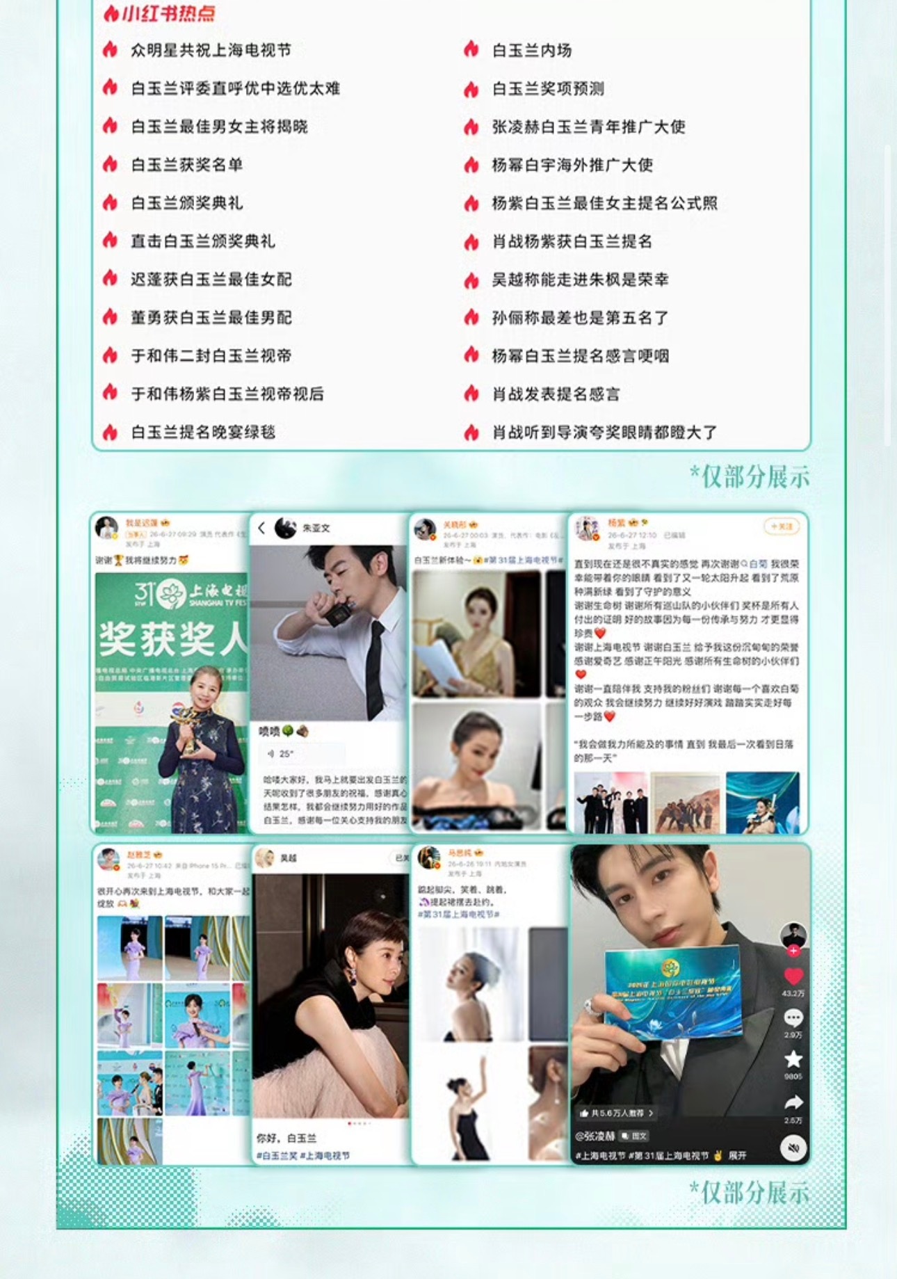 上海电视节白玉兰战报网页链接除了合照外，凌赫好多单人照片噢～不愧是95生花首位白