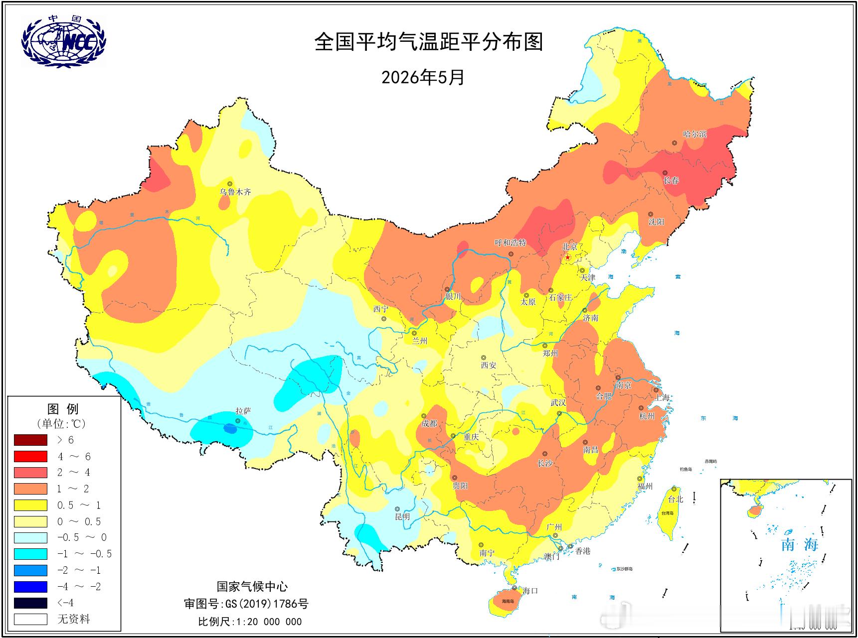 【5月回顾和6月上旬展望】今年5月，我国平均降水量、平均气温均超常年同期。因为副
