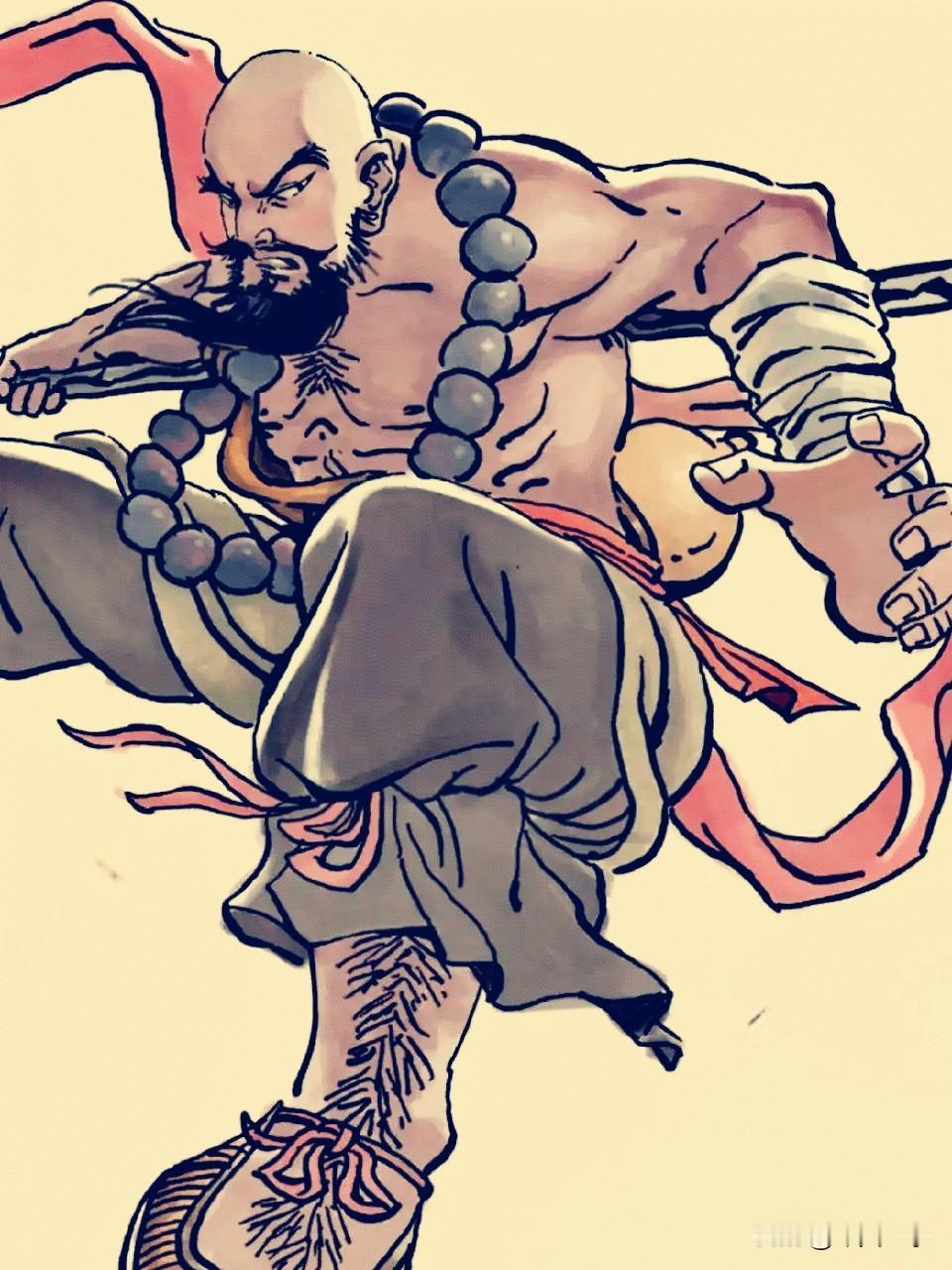 鲁智深原为渭州经略府提辖，因嫉恶如仇、侠肝义胆而被迫出家。他一生行事率性，如拳打