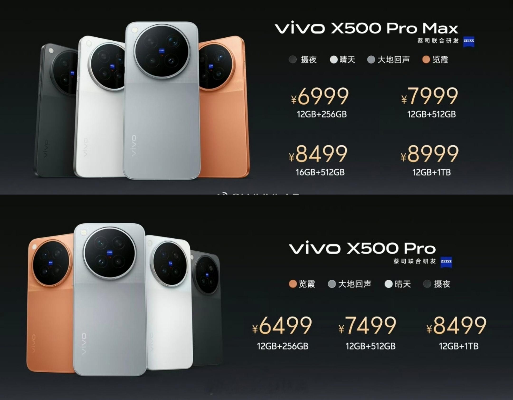 vivo X500系列价格来了，怎么样？仅一个版本是16GB的X500：5499