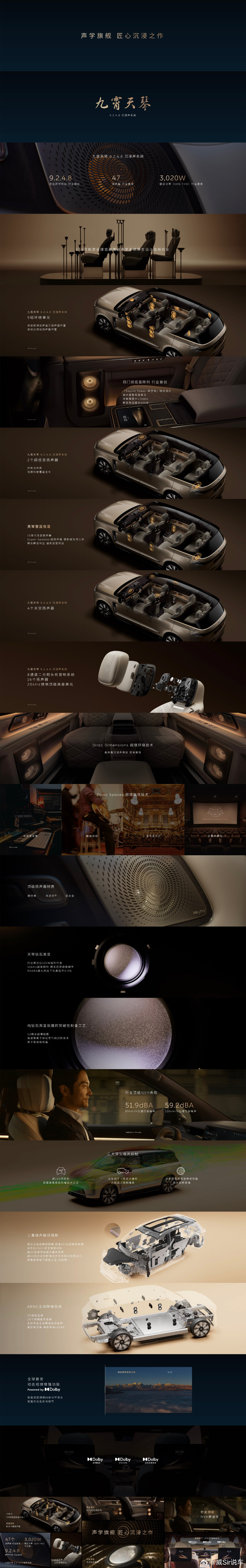 顶级旗舰必须要有顶级的声音体验，通过座舱声学技术的持续突破创新，ES9打造了前所