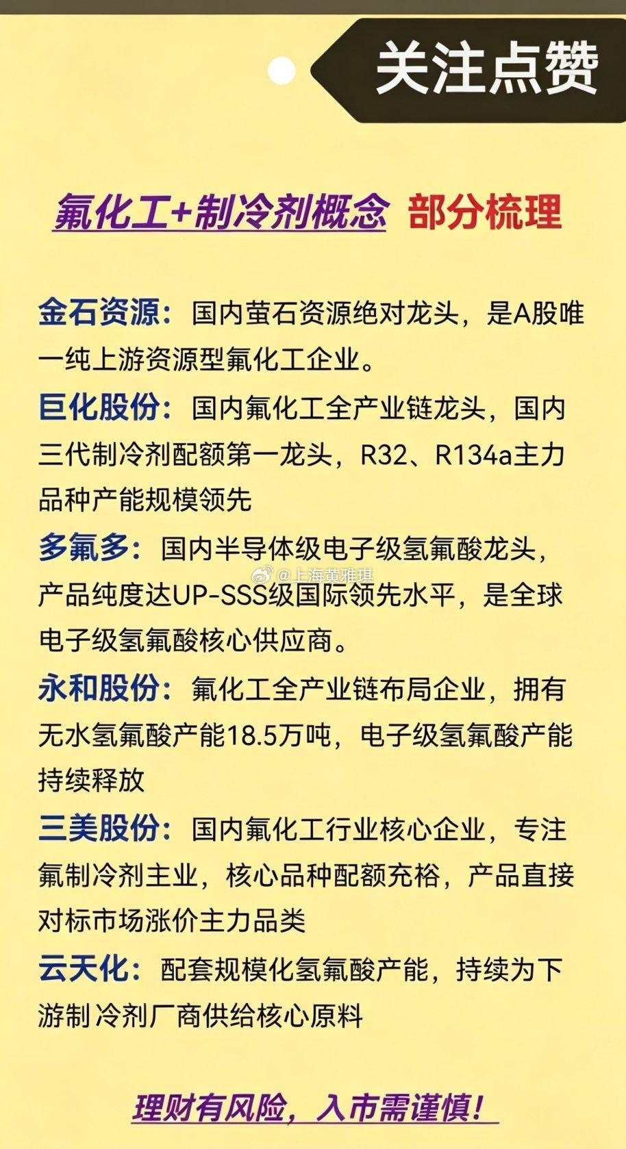 氟化工+制冷剂——概念股梳理！欧洲持续高温，叠加夏季高温天气，制冷剂、氟化工受到