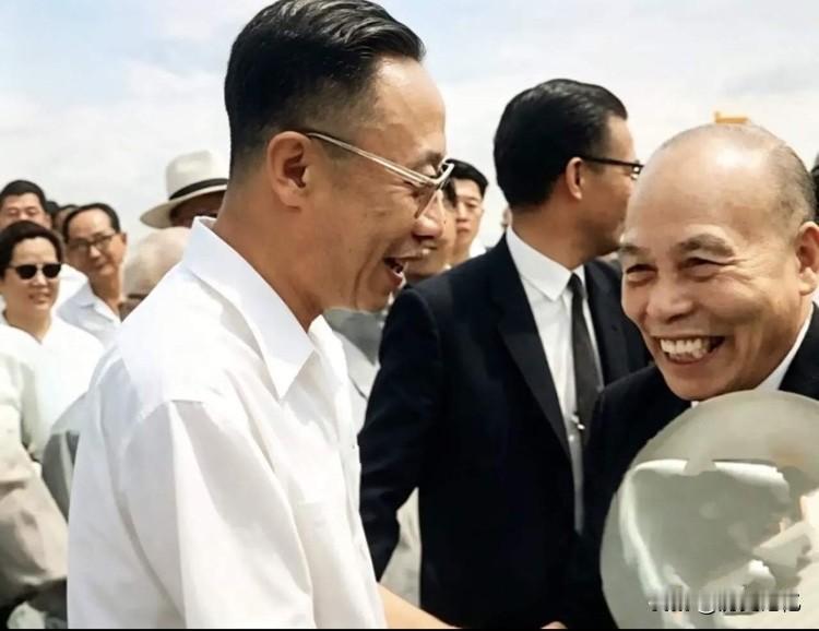 1965年7月20日，在北京首都机场，前国民政府代总统李宗仁携夫人郭德洁从海外归