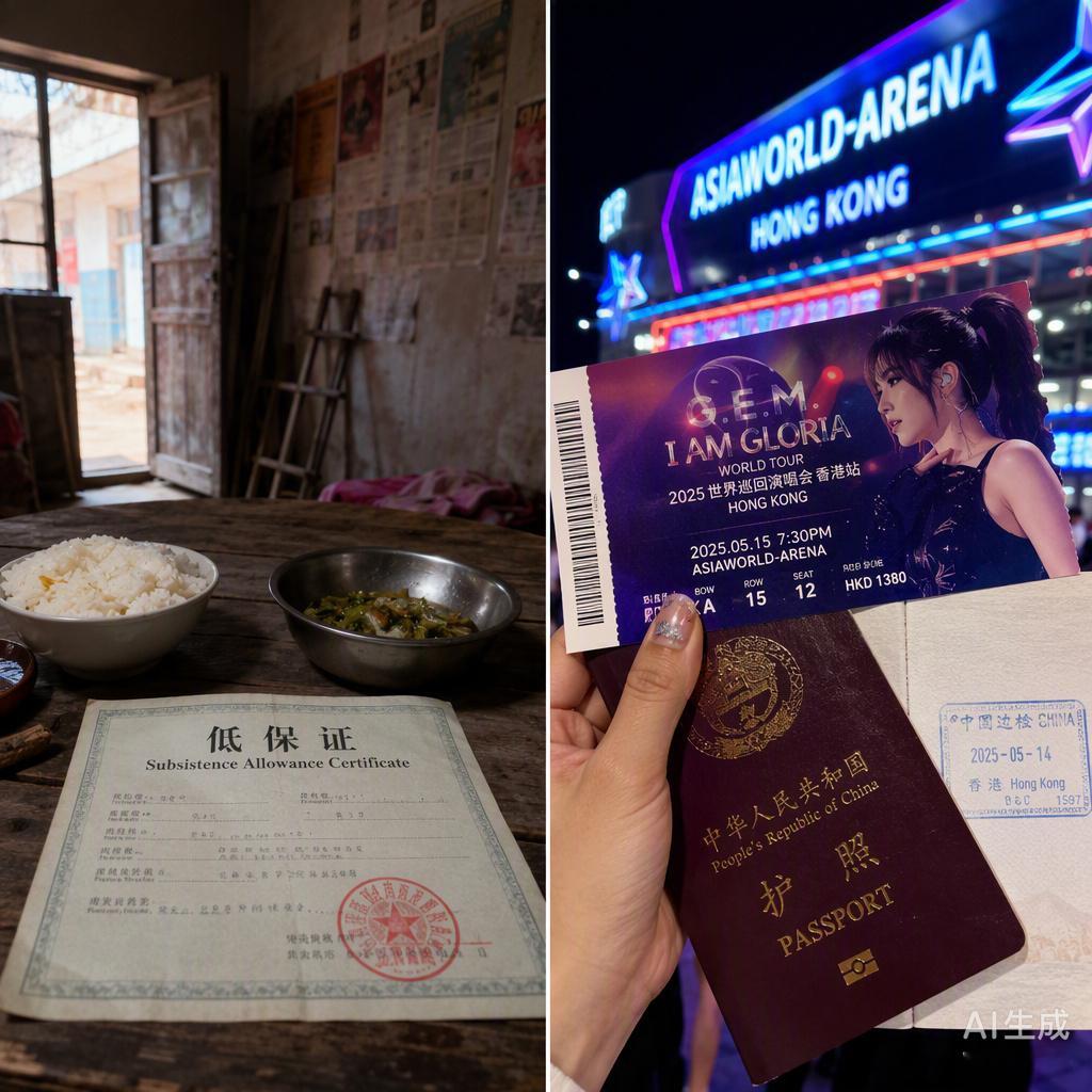 被反复劝阻后仍执意赴港看演唱会，结果全家低保资格被取消。这件事最刺痛人的，不是女