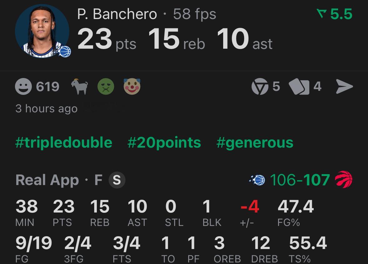 第三节看了一眼班凯罗和魔术的比分，以为周报给奶活了，结果魔术被逆转，班子末节4中