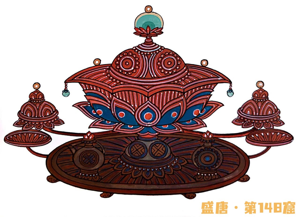 【敦煌壁画里的供器纹样】-图via.《中国敦煌历代装饰图案》（崔岩整理）遇见艺术