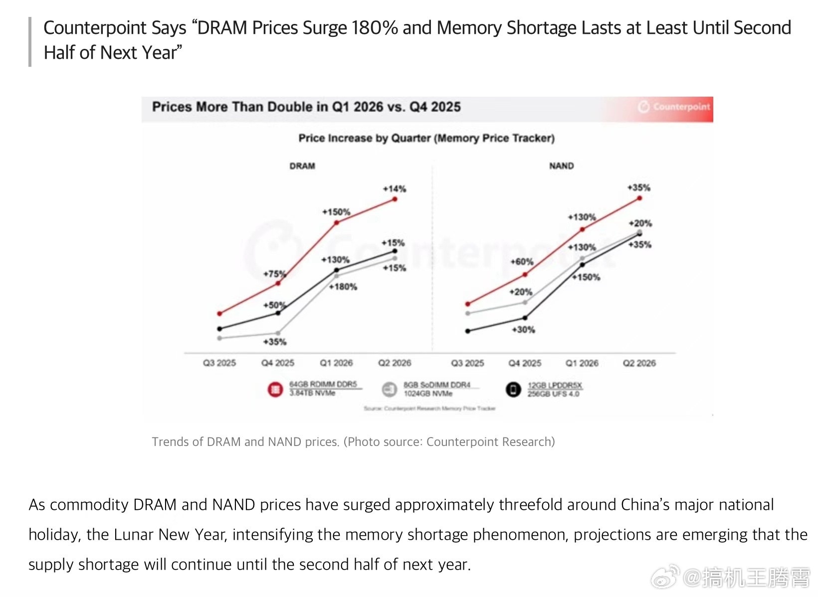 512存储飙涨4倍涨幅约1500元好家伙，卢总都出来说了，这波内存涨的确实太猛，