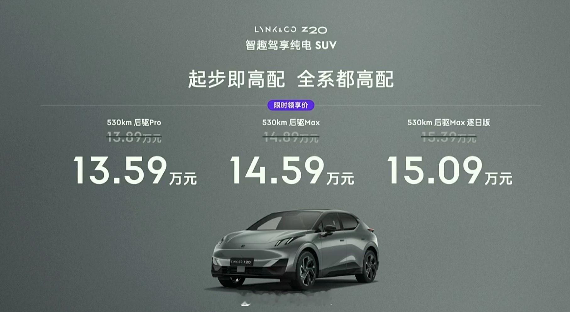 价格来了！领克Z20上市限时价格13.59万起，最高15.09万元，大家感觉怎么