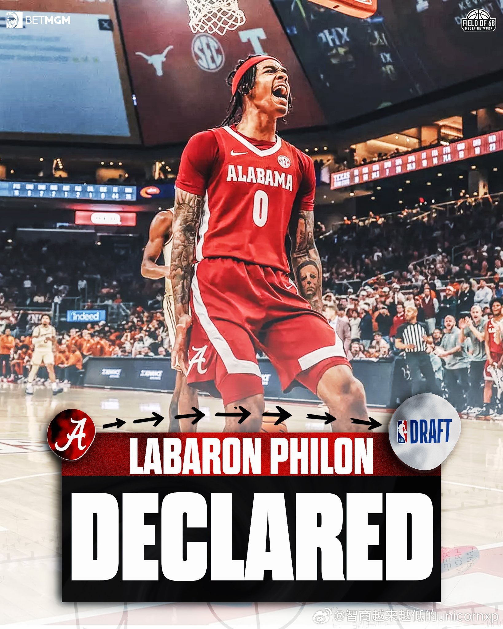 阿拉巴马大学后卫Labaron Philon Jr正式参选NBANCAA