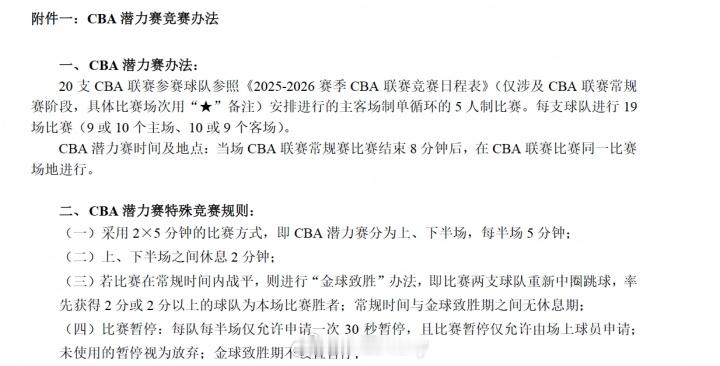 每场的双加时来了！！！新赛季CBA联赛常规时间全部结束后的8分钟，双方将进行上下