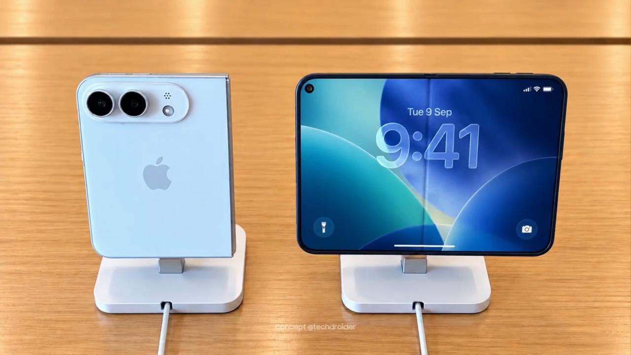 苹果折叠屏 iPhone Duo 真机来了，中间折痕也没用变小，所以全世界的折叠