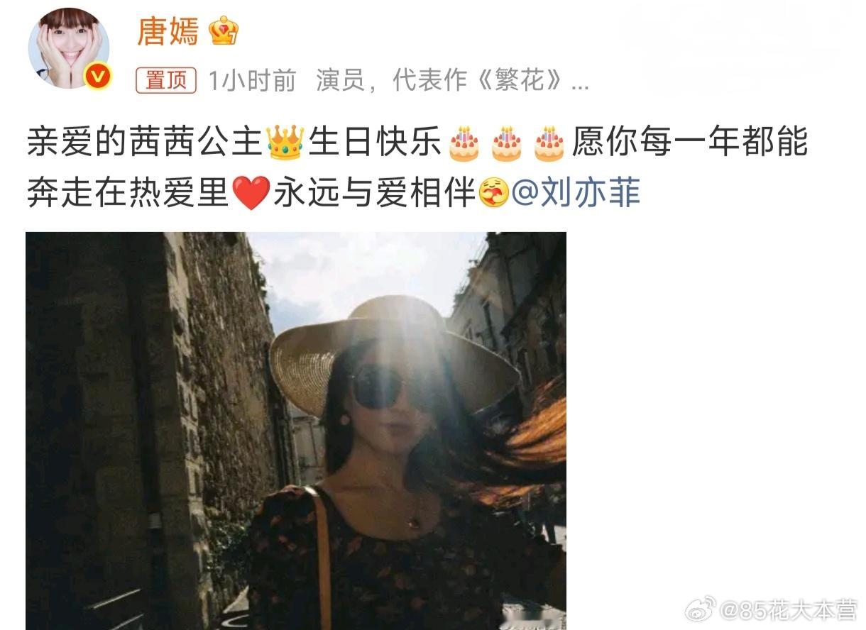 唐嫣已经连续11年为刘亦菲庆生了～Dream未来有一些颁奖礼的顶峰相遇！唐嫣晒照