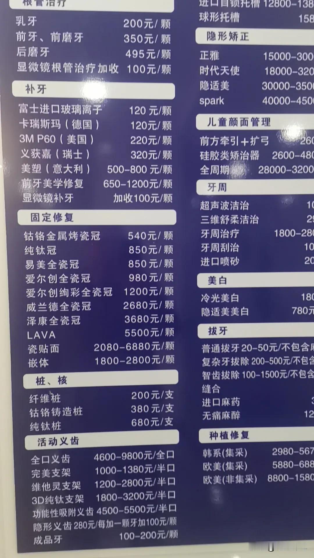 治疗牙齿实在是太不容易了，俺们这里的价格还都只是起步价。

在这里我想重点强调一
