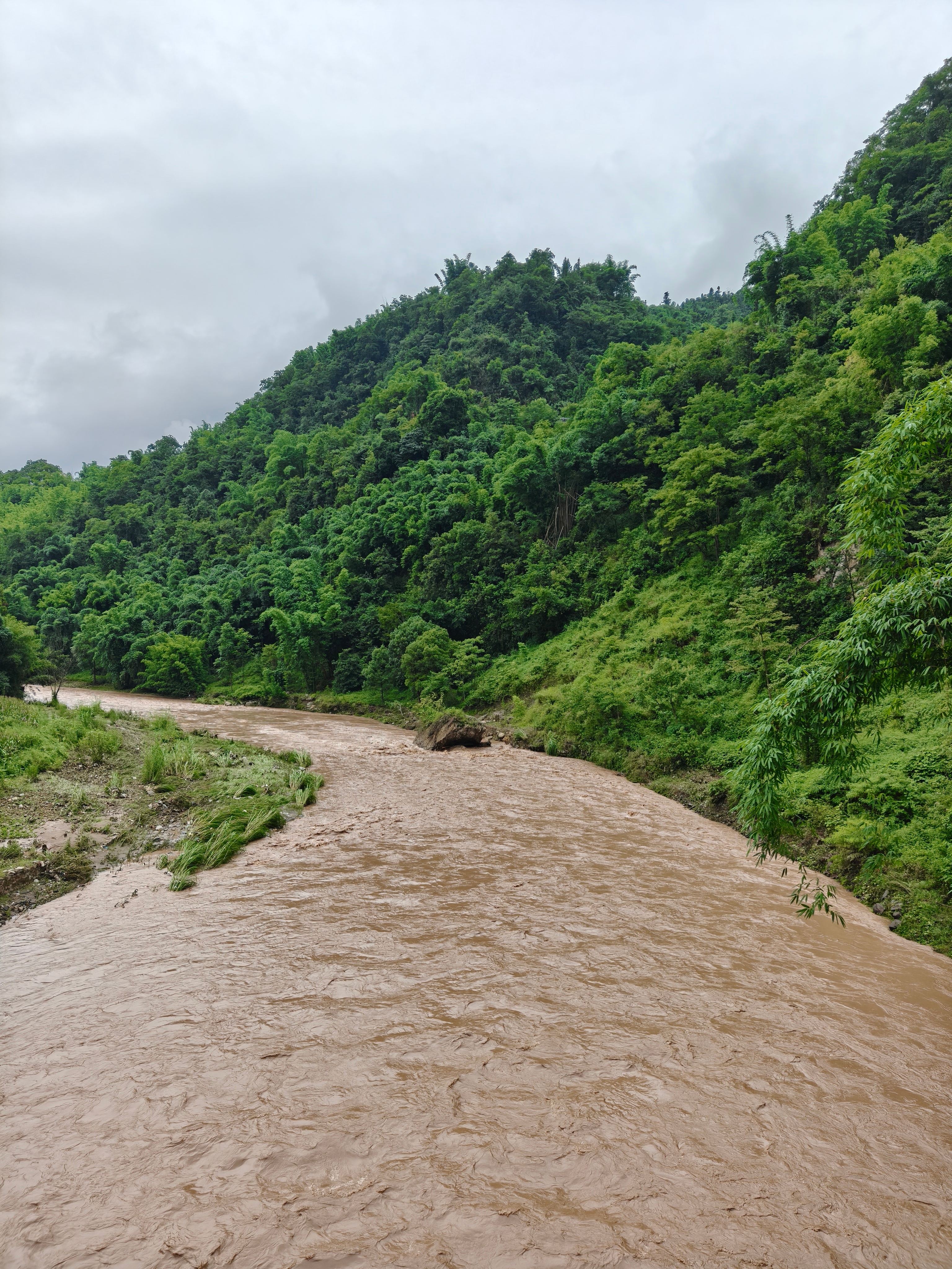 坐标云南由于早上下暴雨今天河里又发大水把沿岸农作物都给淹了都是农民伯伯们的心血啊