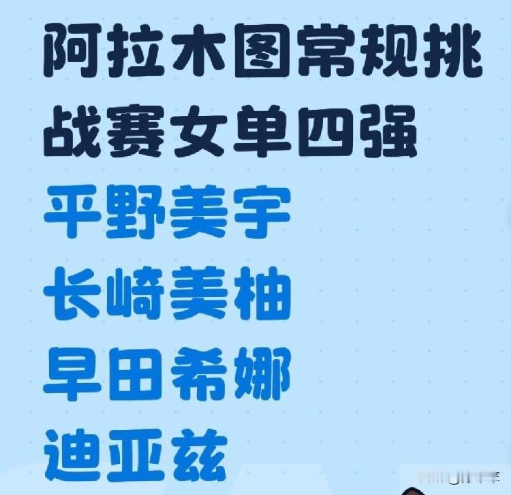 阿拉木图常规挑战赛女单四强，迪亚兹被三位日本女乒包围了！
平野美宇3:0沃罗尼娜