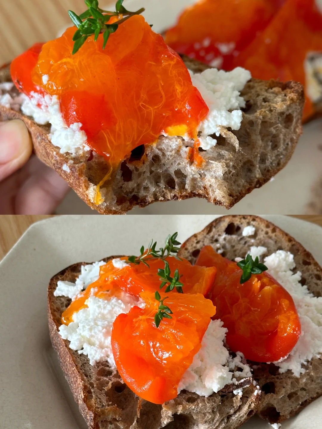 今天早餐- ricotta柿子配野旱麦短棍