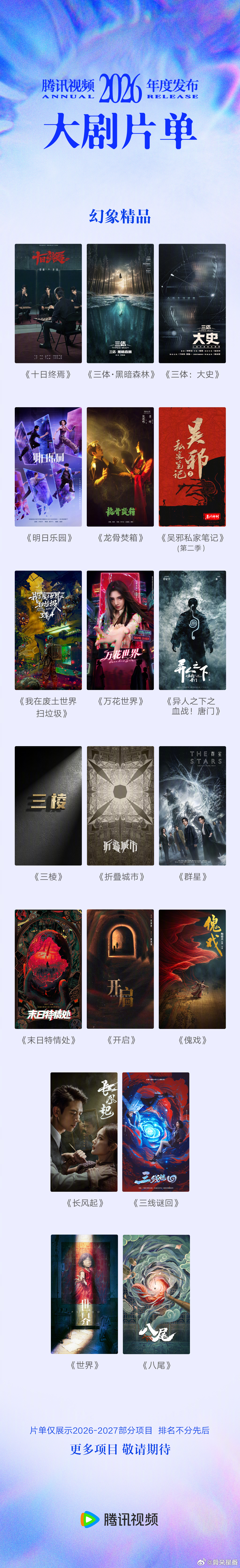 2026腾讯视频年度发布 120+影视片单揭晓，鹅厂2026大剧片单长卷精品、现