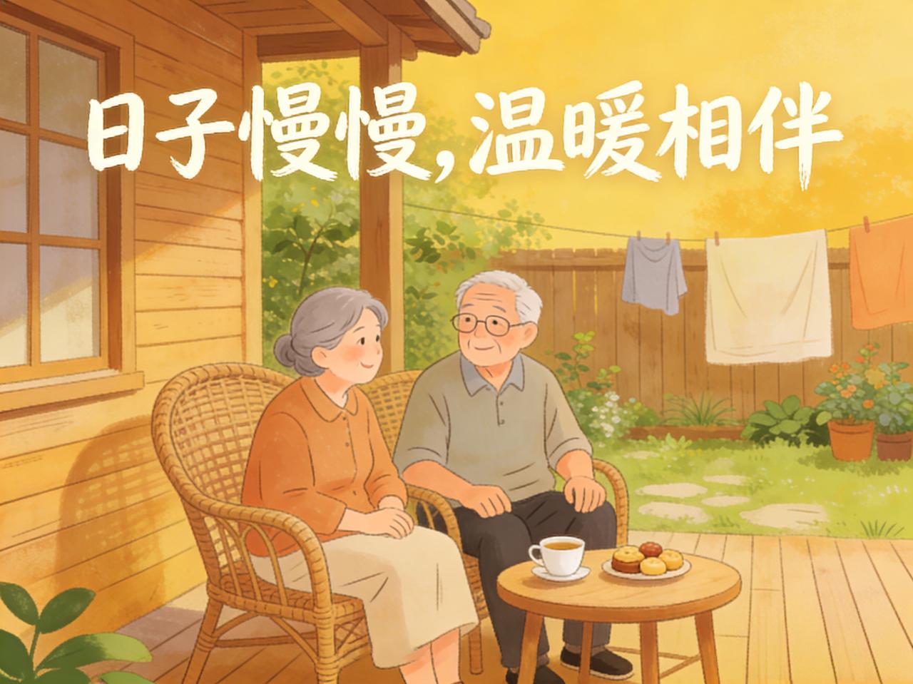 标题：日子慢慢，温暖相伴
日子慢慢走，把心情轻轻放。不必追赶别人的节奏，三餐四季