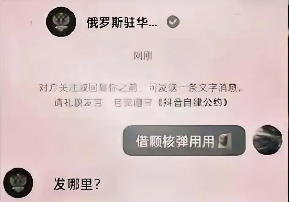 一位脑洞大开的网友，竟向俄罗斯驻华大使馆发送私信，请求借用一枚核弹，这一举动着实