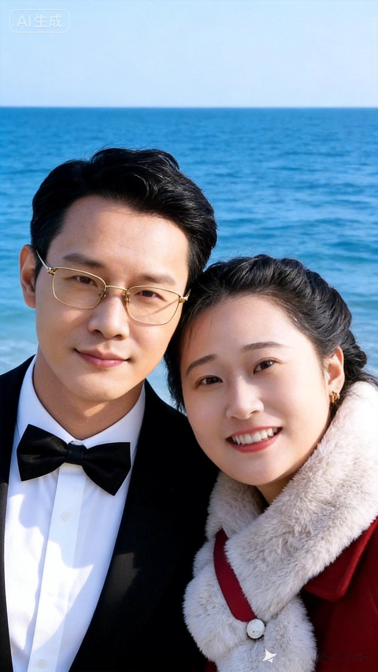 海边浪漫约会，甜蜜笑容定格！🌊💏