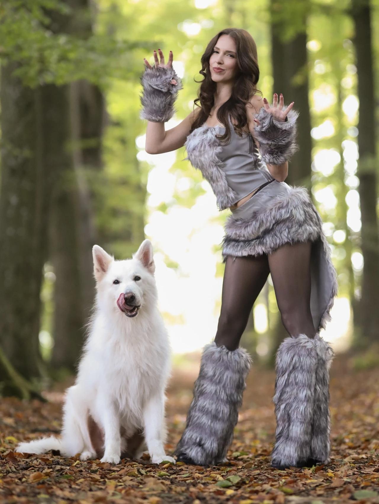 全网都在求链接的cosplay,森林中的毛茸茸时尚秀，狗狗和主人一起摆pose！