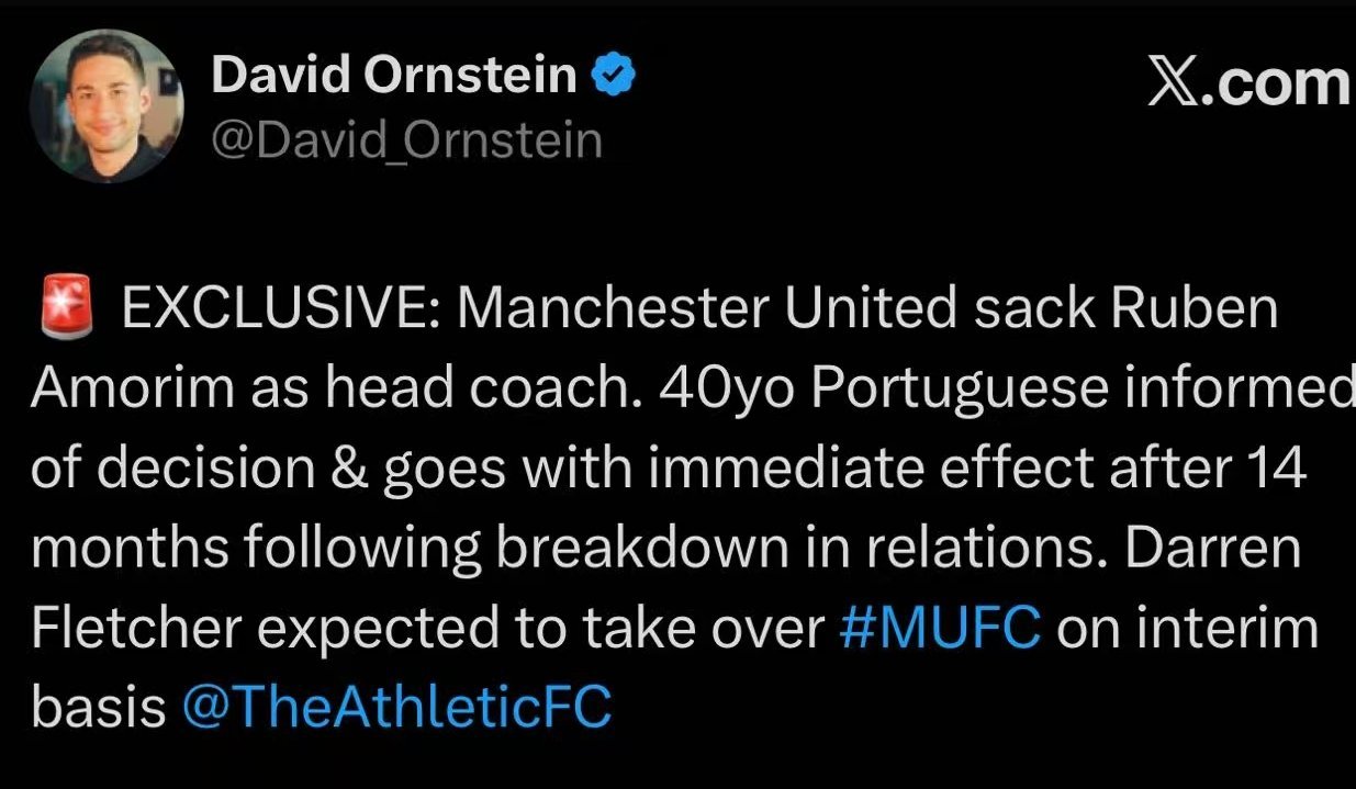 TA的DO曼联解雇阿莫林，弗莱彻将接替临时主帅 