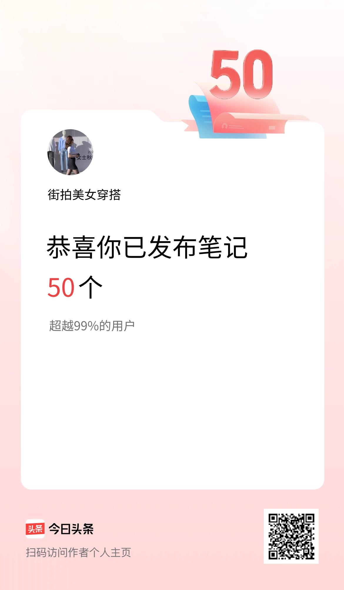 我在头条累计投稿笔记50个