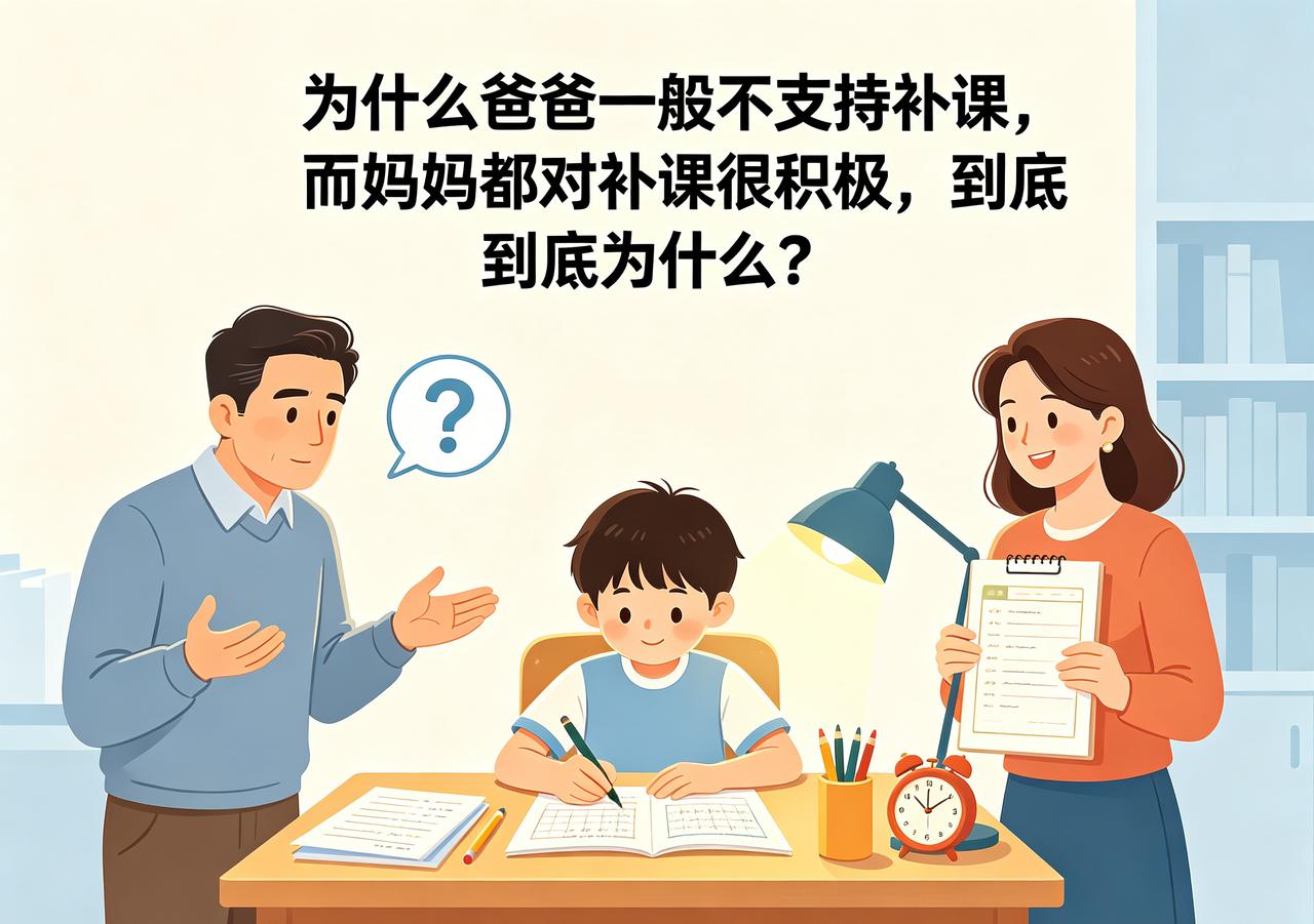 为什么爸爸一般不支持补课，而妈妈都对补课很积极?

背后的差距，其实是两种完全不